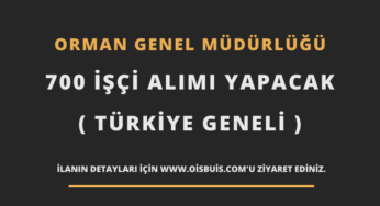 Orman Genel Müdürlüğü 700 İşçi Alımı Yapacak (Türkiye Geneli)