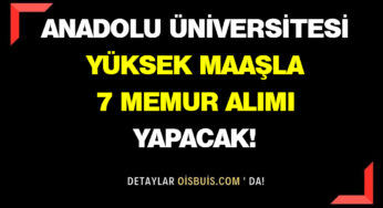 Anadolu Üniversitesi Yüksek Maaşla 7 Memur Alımı Yapacak!