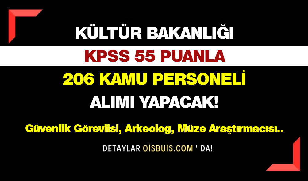 Kültür Bakanlığı KPSS 55 Puanla 206 Kamu Personeli Alımı Yapacak!
