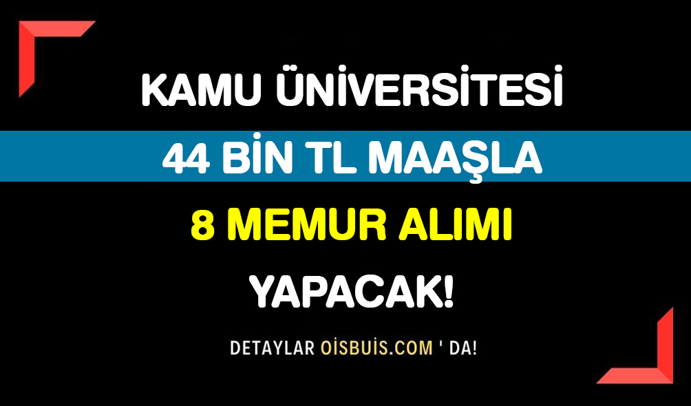 Kamu Üniversitesi 44 Bin Maaşla Memur Alımı Yapacak!