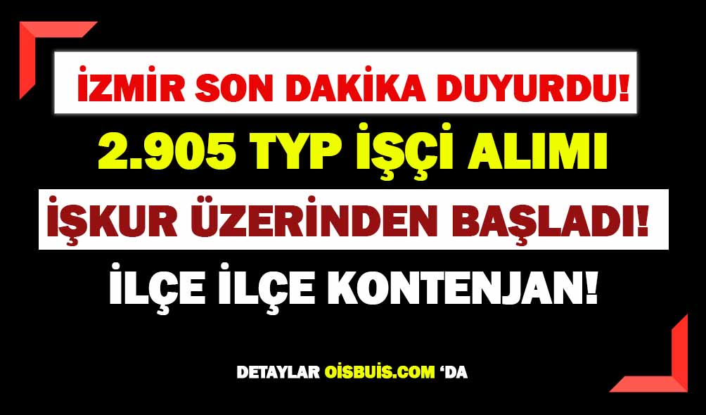 MEB İzmir 2.905 TYP Personeli Alımı Yapacak!
