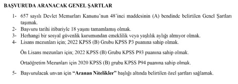 Kırıkkale Üniversitesi Personel Alımı Genel Şartlar