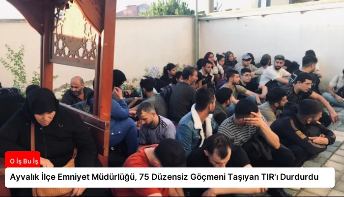 Ayvalık İlçe Emniyet Müdürlüğü, 75 Düzensiz Göçmeni Taşıyan TIR’ı Durdurdu